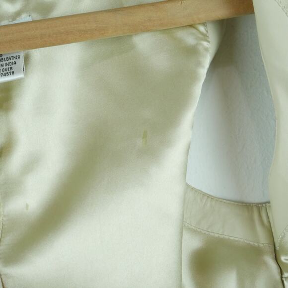 Cache Size 6 Top Lamb Leather Waistcoat Vest Minimal Old Money Fitted Neutral - Picture 12 of 12